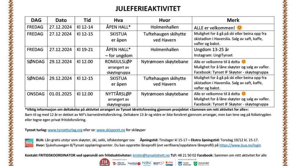 Lenke til artikkel: Juleferieaktiviteter 2024