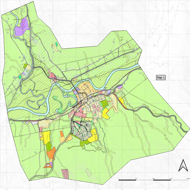 Kart kommunedelplan Tynset by. Illustrasjon - Klikk for stort bilde