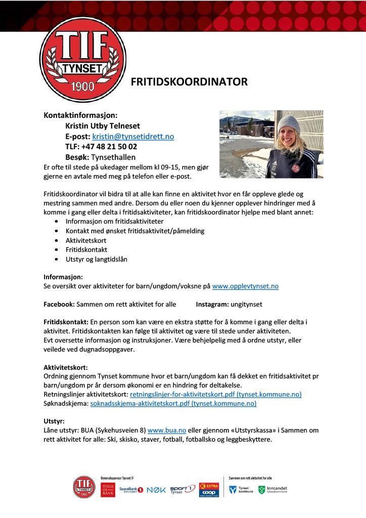 Plakat fritidskoordinator. Illustrasjon - Klikk for stort bilde